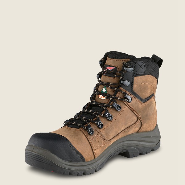 Red Wing Safety Boots Mens Brown/Black - Trades - 6-inch Waterproof Csa Toe - 3126859-CX